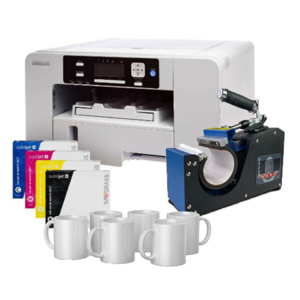 A4 Sawgrass Sublimatie Printer + inkt + Calortrans Mokkenpers + 12 mokken + 10 vel papier